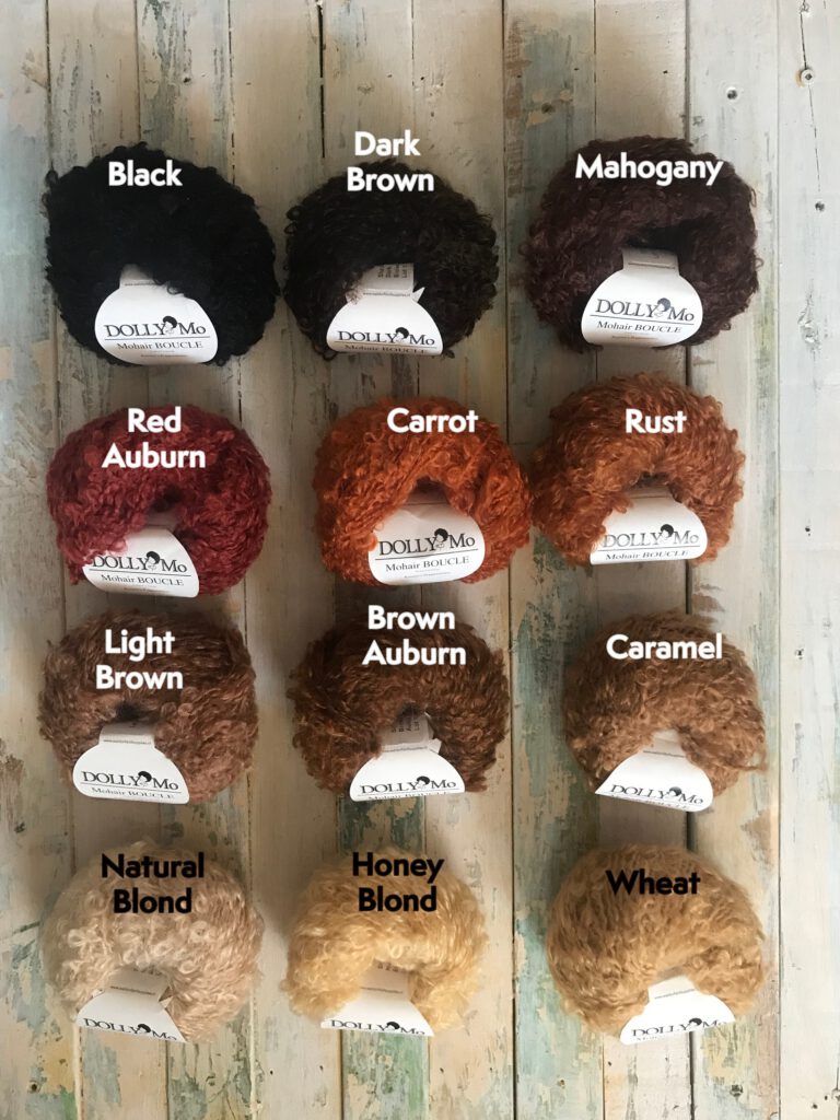 DollyMo – Mohair Bouclé (large curl) for Waldorf Doll Hair, Natural Cloth Doll, Natural Crafting