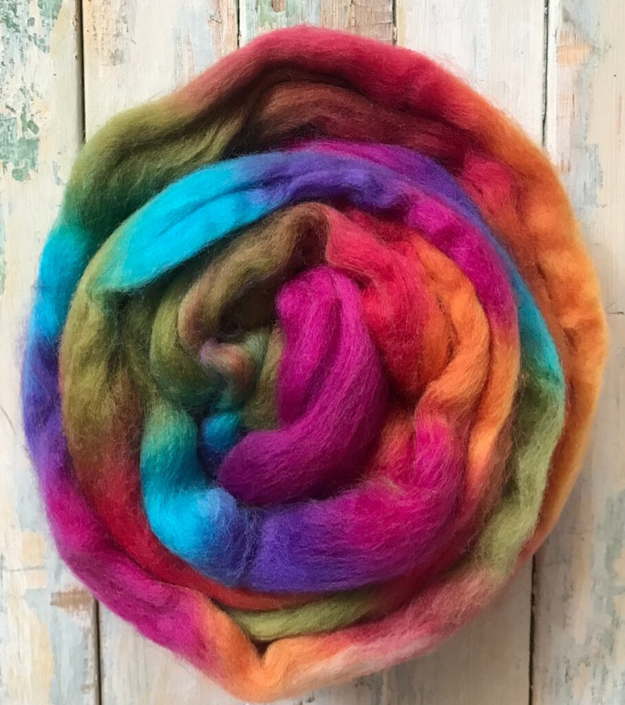 21 mic – Muted Colour Rainbow Roving – 50 grams (1.75oz) (536)