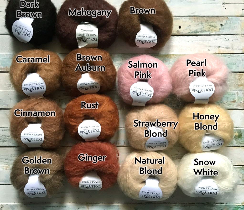 DollyMo Wooly Mohair, Brushable Mohair, Natural Cloth Doll, Natural Crafting, Waldorf Doll Hair