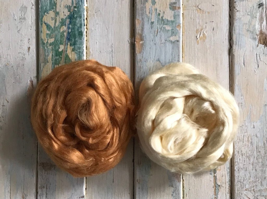 Eri Silk Roving Yellow or Red – 100% Silk