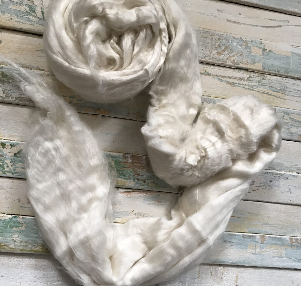 Extra-wide Mulberry Silk Roving 100% Silk, 100 Grams (3.52oz)