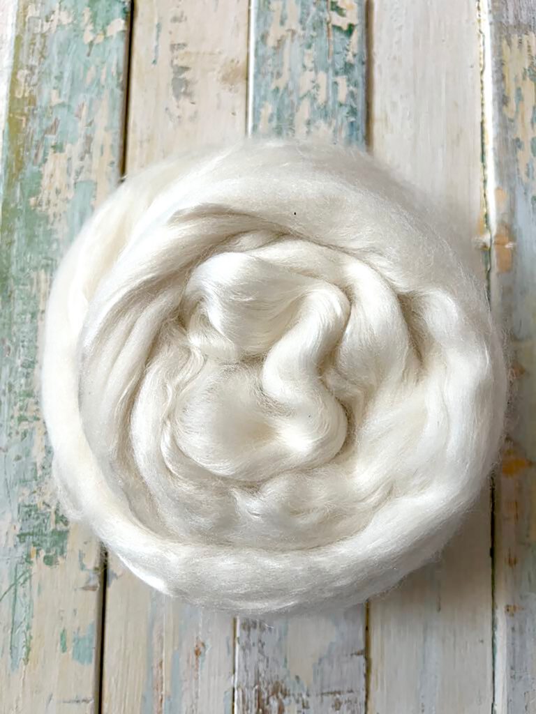70/30 Merino/Mulberry Silk Roving - 18.5 Mic Merino and Mulberry Silk, 50g (1.76oz) - Luxury Fibre