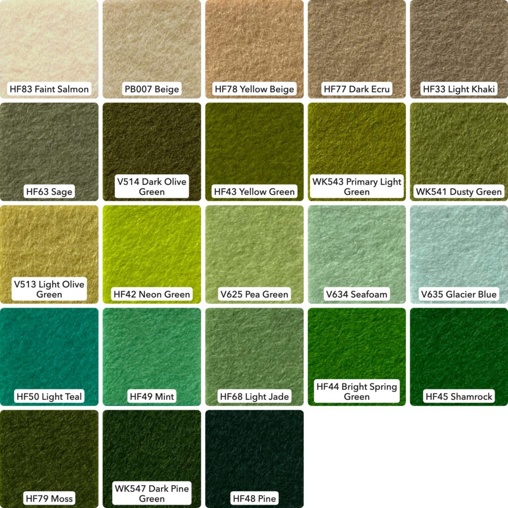 Pure Wool Felt - 20x30cm (7.87x11.8") 1.2mm thick - Beiges & Greens