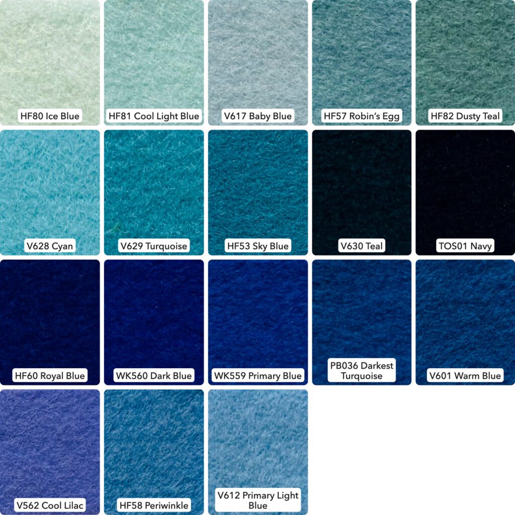 Pure Wool Felt - 20x30cm (7.87x11.8") 1.2mm thick - Blues