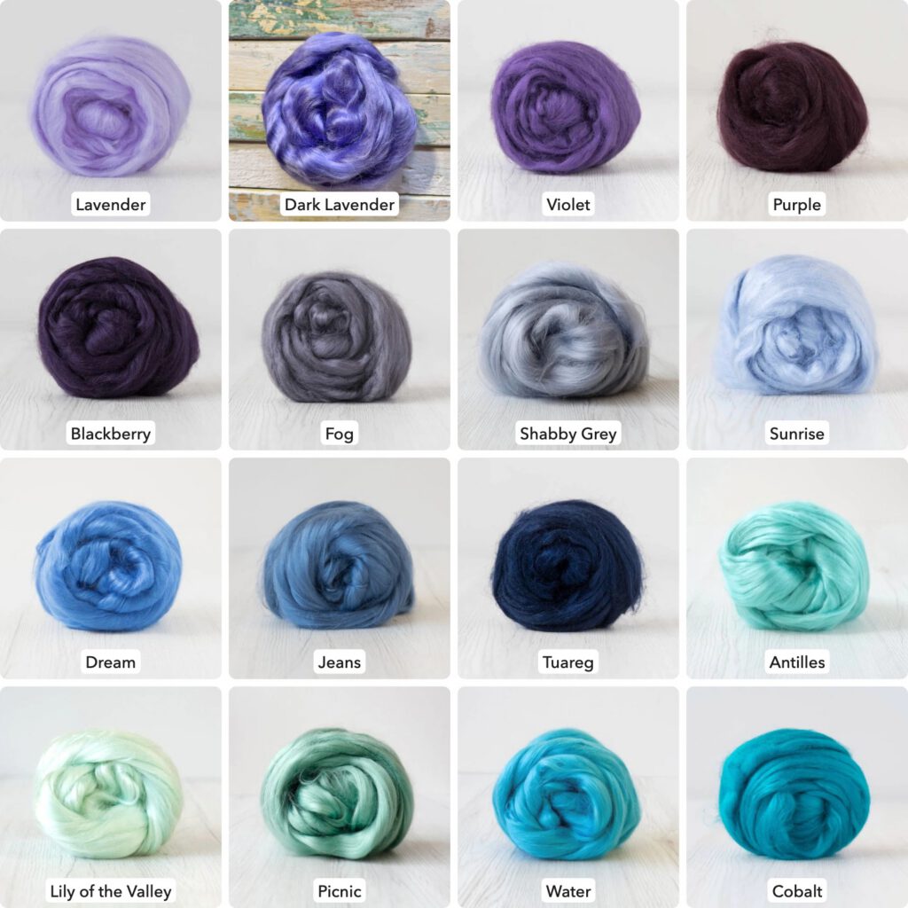 Viscose Roving - 50g (1.75oz) - Blues-Purples