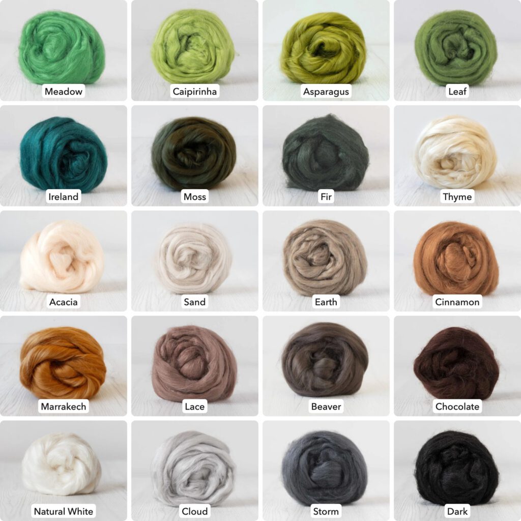 Viscose Roving - 50g (1.75oz) - Greens-Browns-Blacks