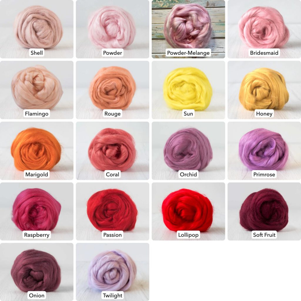 Viscose Roving - 50g (1.75oz) - Pinks-Yellows-Reds