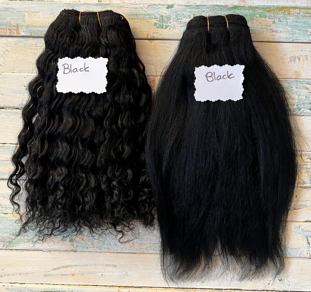 Camel Weft - Soft natural Camel Fibre, for Black Curly, Black Straight - Waldorf doll hair