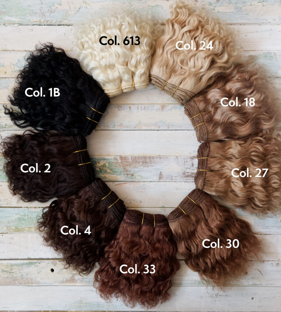 Curly Natural Mohair Weft - Waldorf doll hair - Coarse natural mohair