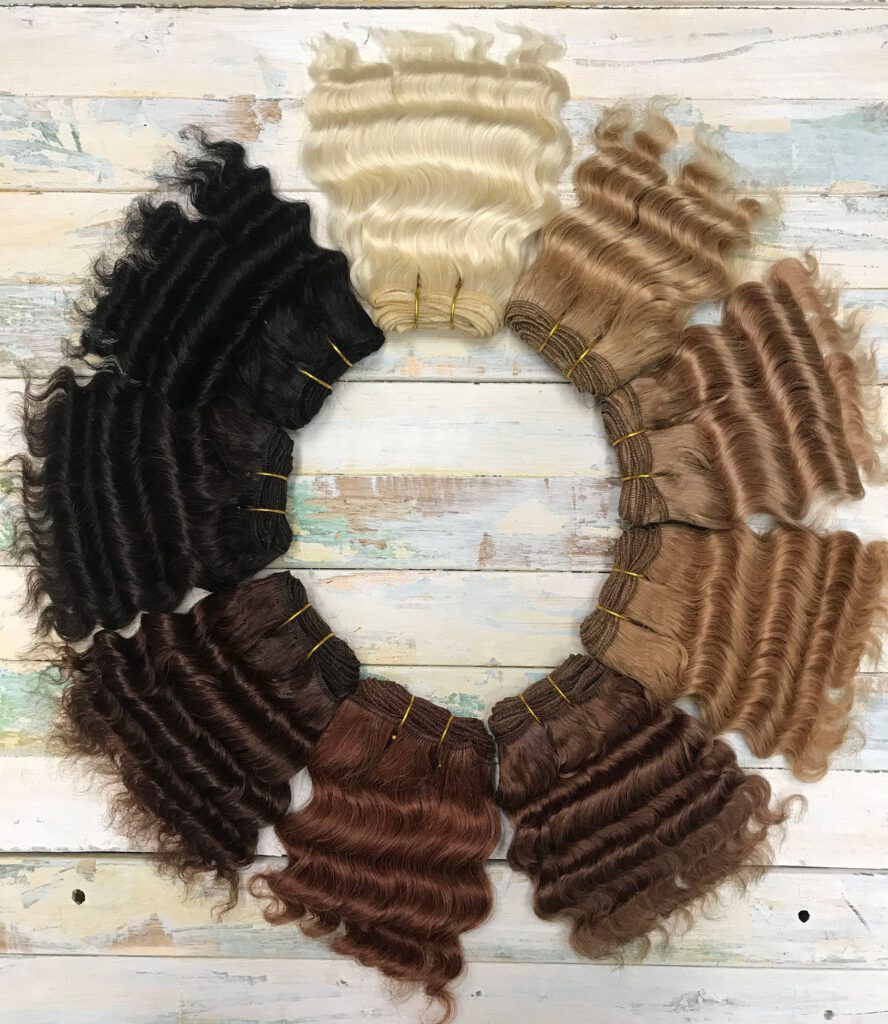 Deep wave Natural Mohair Weft - Waldorf doll hair - Coarse natural mohair