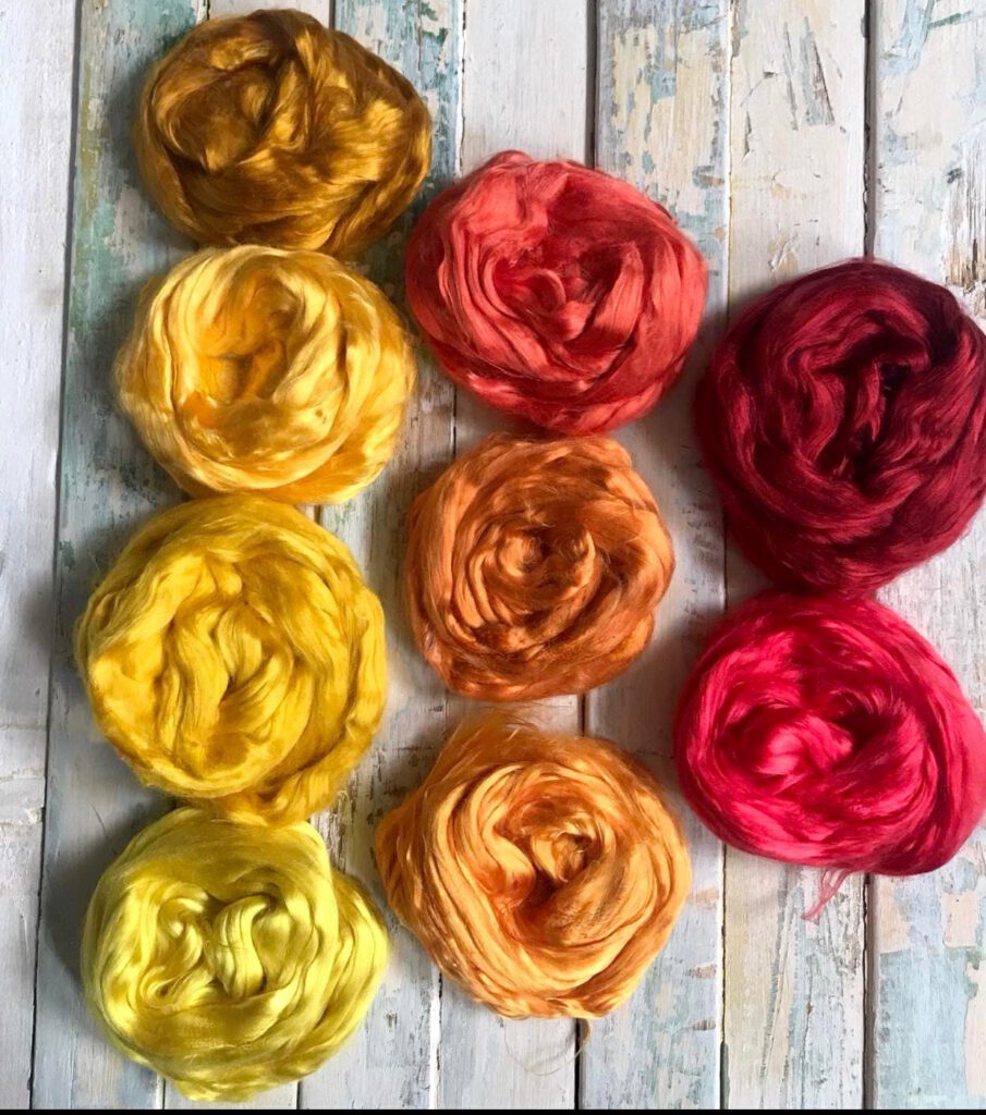 Mulberry Silk Roving - 31 colours available