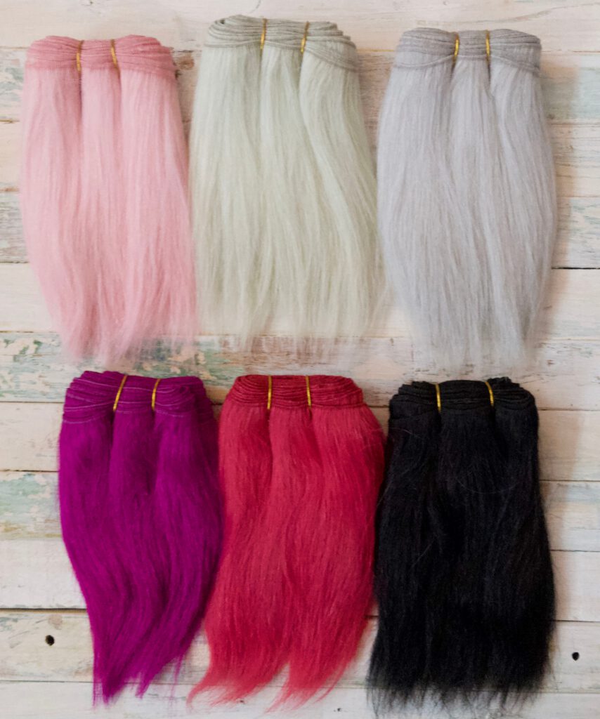 Straight Natural Mohair Weft - Waldorf doll hair - Coarse natural mohair